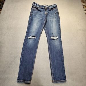 Old Navy Jeans Womens 8 Blue Rockstar Skinny Leg Distressed Denim Stretch
